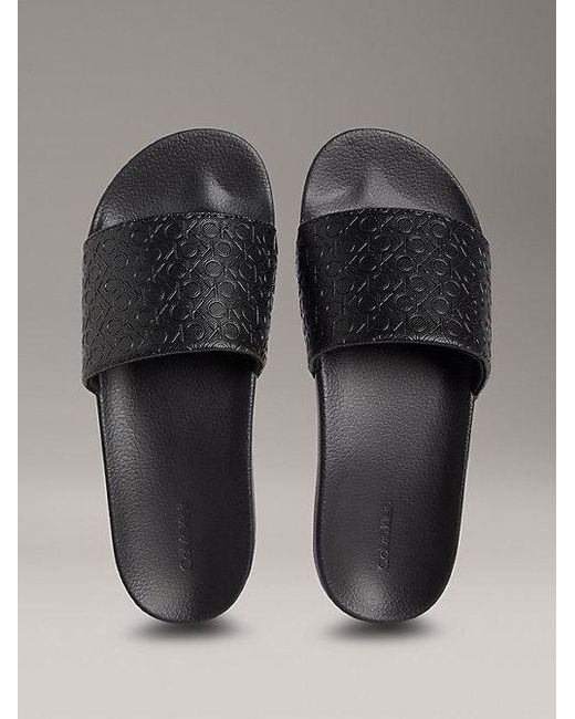 Calvin Klein Logo-Slippers in Gray für Herren