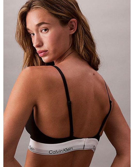 Calvin Klein Black Unlined Triangle Bralette Icon Cotton Modal
