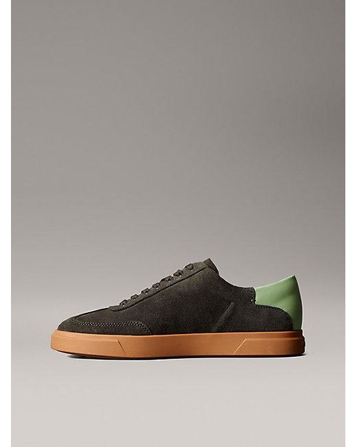 Calvin Klein Signature Suède Sneakers Met Logo in het Gray