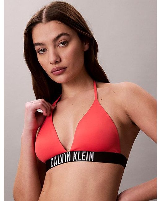 Calvin Klein Red Halter Triangle Bikini Top Intense Power
