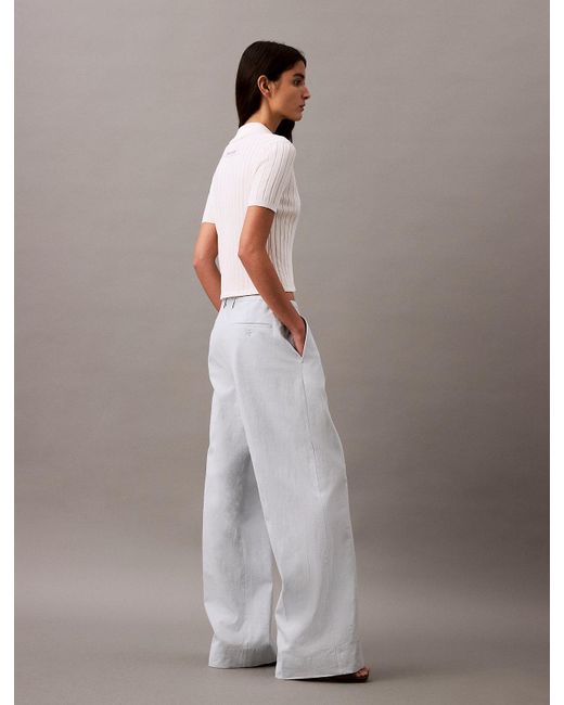 Pantalon Relaxed En Lin Et Coton Calvin Klein en coloris Gray