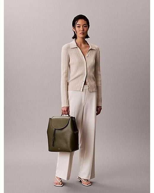 Calvin Klein Green Large Foil Logo Flap Backpack