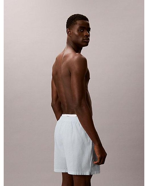 Calvin Klein Brown Cotton Seersucker Pyjama Shorts for men