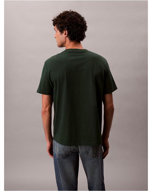 Calvin Klein Brown Embroidered Monogram Logo Relaxed T-Shirt for men