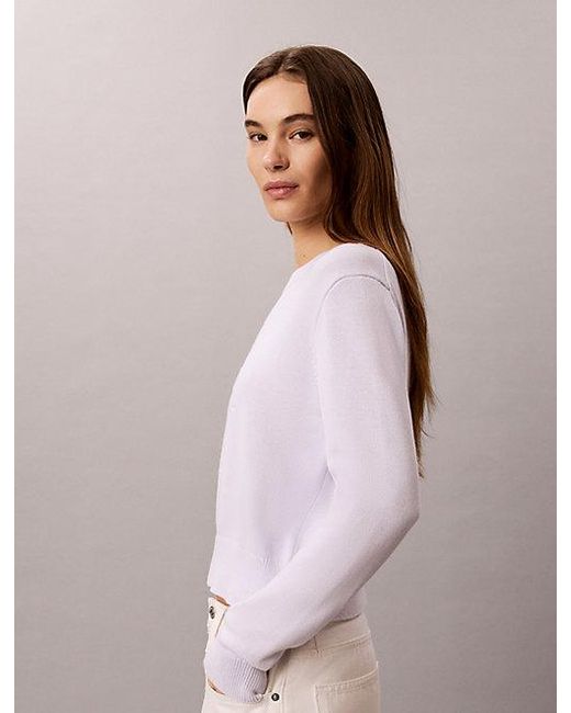 Calvin Klein Purple Jeans Monologo Outline Jumper