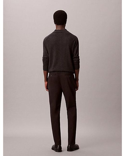 Calvin Klein Brown Slim Tapered Sateen Chino Trouser for men