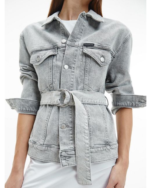 oversized belted denim jacket