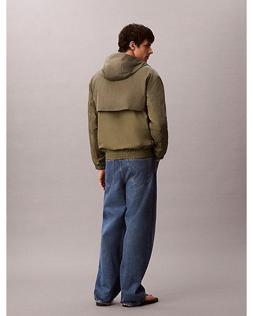 Calvin Klein Nylon Windjack Met Capuchon in het Blue voor heren