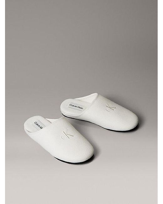 Calvin Klein Gray Felt Signature Logo Mule Slippers