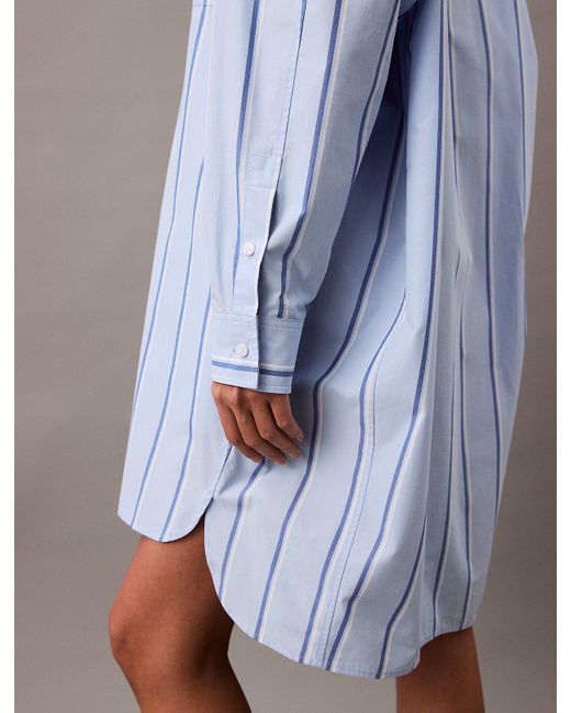 Robe-Chemise Relaxed En Coton À Rayures Calvin Klein en coloris Blue