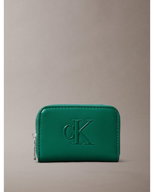Calvin Klein Green Monogram Zip Wallet