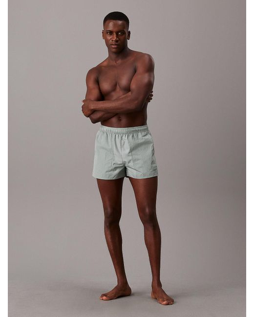 Calvin Klein Brown Ripstop Short Drawstring Swim Shorts for men