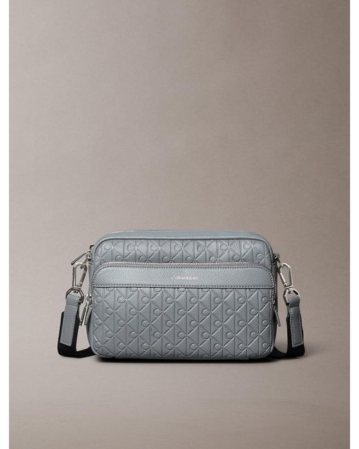 Calvin Klein Gray Embossed Emblem Logo Camera Bag for men