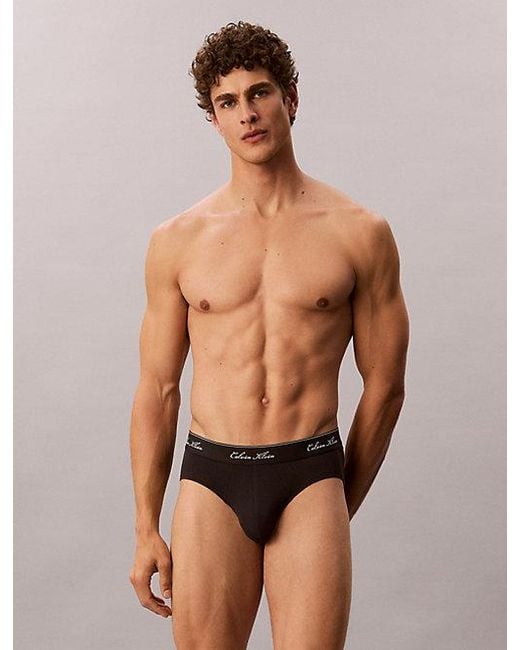 Calvin Klein Black 3 Pack Hip Briefs Icon Cotton Stretch for men