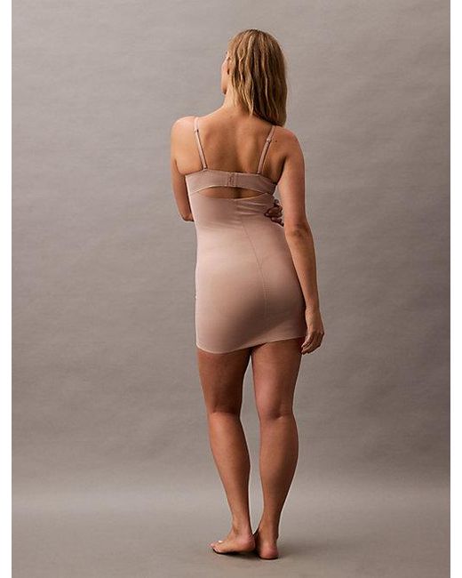 Calvin Klein Brown Shapewear Slip Dress Stay Put Stretch