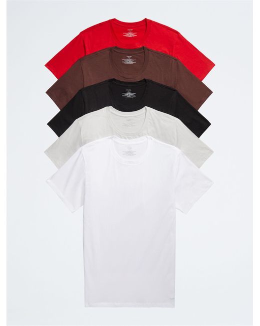 Calvin Klein Red Cotton Classics 5-pack Crewneck T-shirt for men