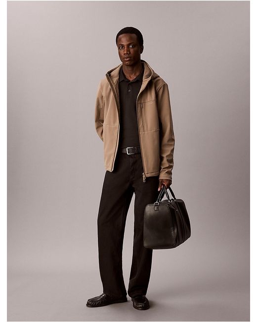 Calvin Klein Natural Softshell Lined Hooded Jacket for men
