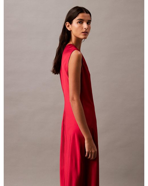 Abito Con Scollo A V di Calvin Klein in Red