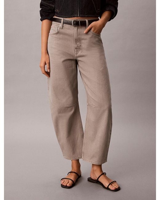 Calvin Klein Brown Cropped Barrel Jeans