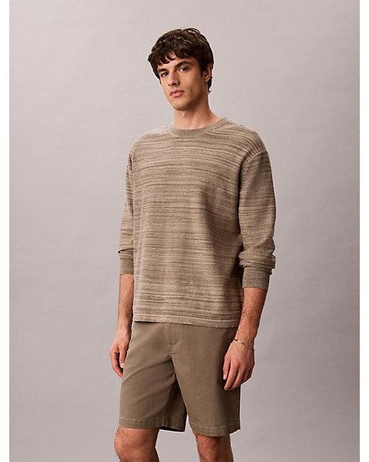 Calvin Klein Natural Jeans Cotton Canvas Drawstring Shorts for men