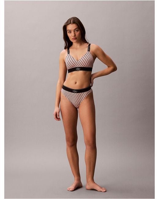 Calvin Klein Brown Graphic Monogram Microfiber Stretch Lightly Lined Bralette