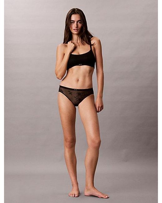 Calvin Klein Brown Bikini Briefs Icon Stretch Lace