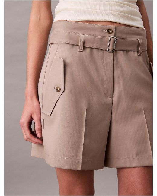 Calvin Klein Multicolor Wool Blend Herringbone Utility Shorts