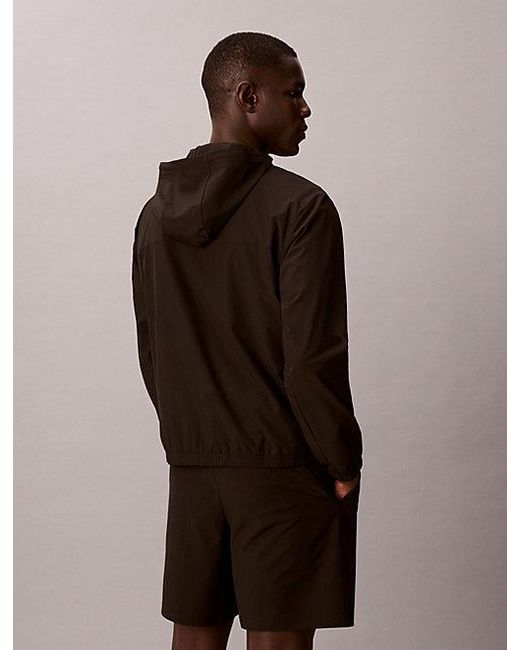 Calvin Klein Brown Sport Water Repellent Hooded Windbreaker for men