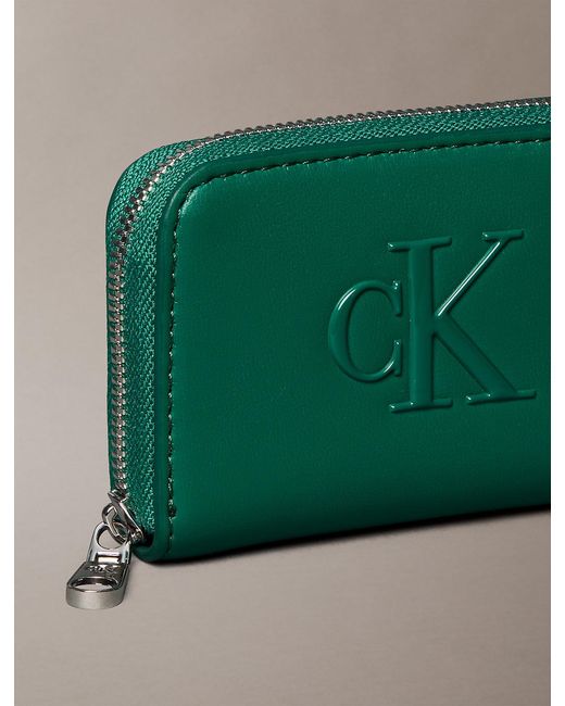 Calvin Klein Green Monogram Zip Wallet