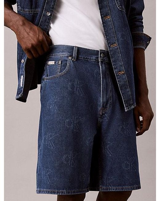 Calvin Klein Blue Jeans 90S Logo Denim Shorts for men