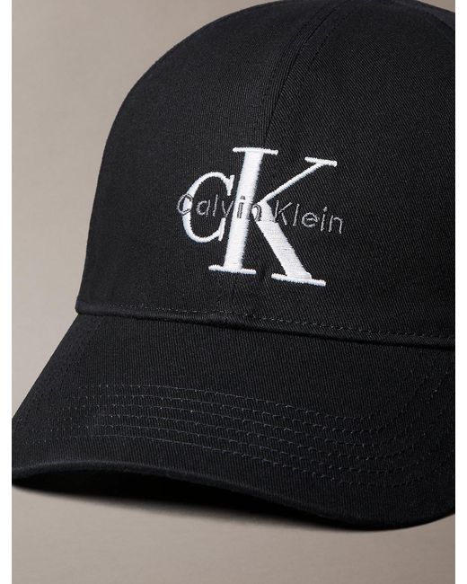 Calvin Klein Black Embroidered Monogram Logo Twill Cap for men