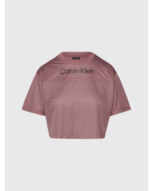 Calvin Klein Red Mesh Cropped Gym T-shirt