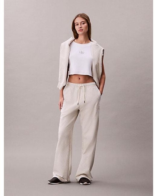 Calvin Klein Gray Jeans Cotton Terry Monogram Joggers