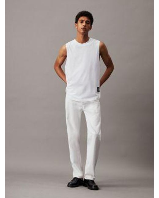 Camiseta de tirantes de algodón con insignia Calvin Klein de hombre de color White