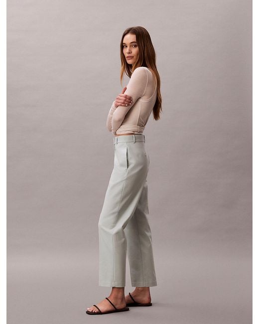 Calvin Klein Gray Cotton Stretch Straight Chino Pants