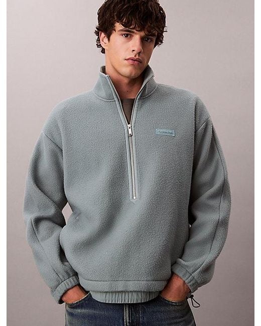 Calvin Klein Gray Quarter Zip Fleece Jumper for men