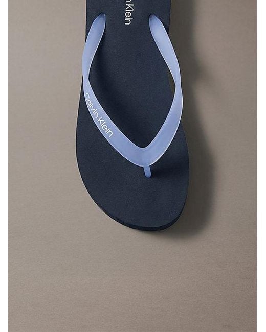 Calvin Klein Gray Pearlised Platform Flip Flops