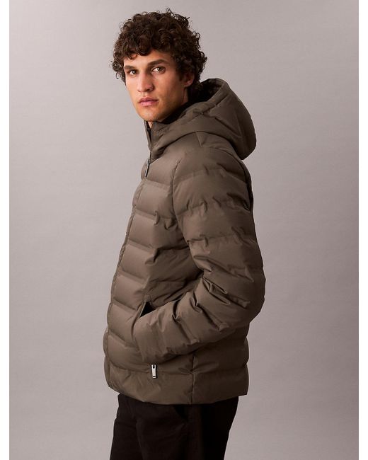 Calvin Klein Brown Packable Embossed Logo Quilted Puffer Jacket for men