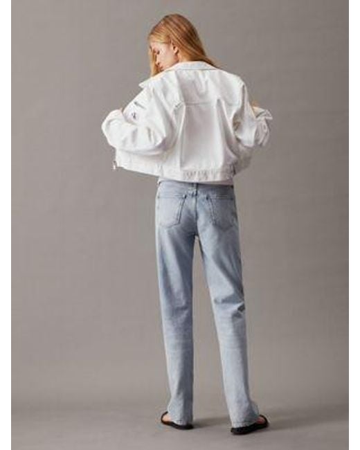 Calvin Klein Cropped Spijkerjas Met Rits in het Gray