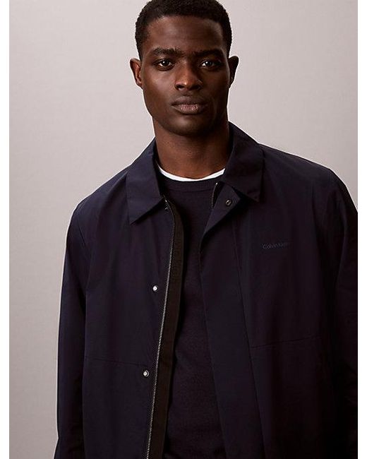 Calvin Klein Blue Matte Twill Zip Up Blouson Jacket for men