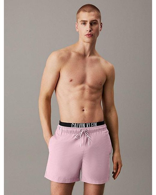 Bañador corto con cinturilla doble - Intense Power Calvin Klein de hombre de color Pink