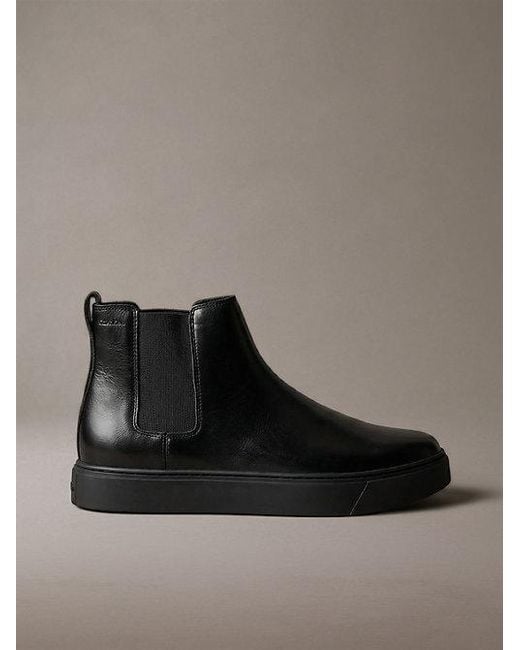 Calvin Klein Black Leather Hybrid Cupsole Chelsea Boots for men