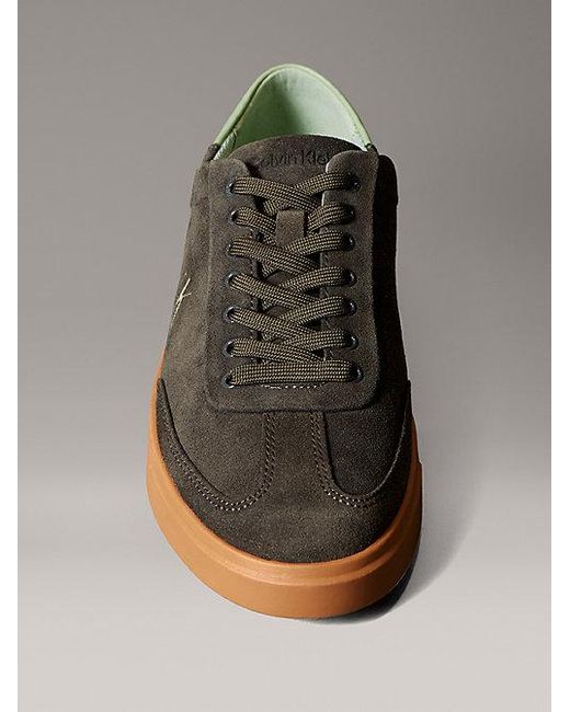 Calvin Klein Signature Suède Sneakers Met Logo in het Gray