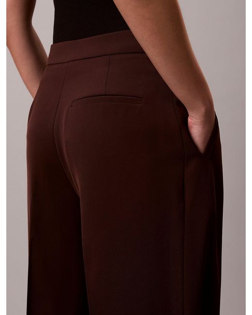 Calvin Klein Brown Soft Crepe Pleated Trousers