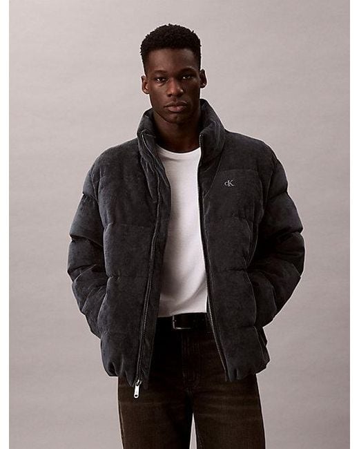 Calvin Klein Corduroy Pufferjack in het Gray voor heren