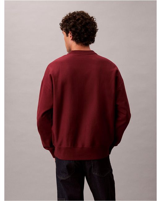 Calvin Klein Red Calvin Klein Premium Fleece Relaxed Sweatshirt for men