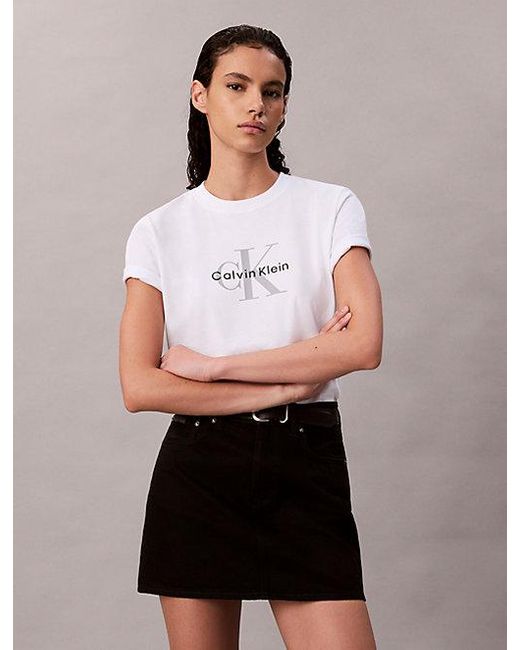 Calvin Klein White Jeans Monogram T-Shirt