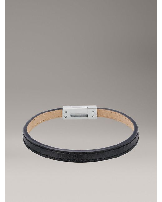 Calvin Klein Gray Minimalistic Leather Bracelet for men
