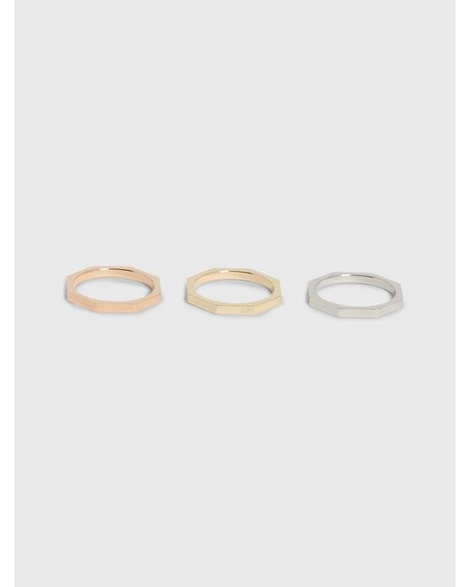 Calvin Klein White Modern 3-Piece Rings Set
