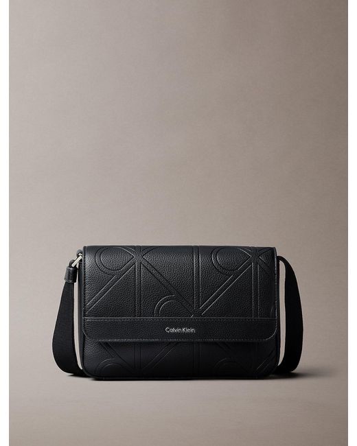 Calvin Klein Gray Embossed Emblem Logo Messenger Bag for men